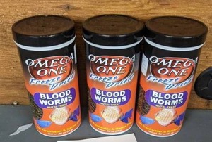 lot 575 image: NEW 3 Containers of Omega One Freeze Dried Blood Worms