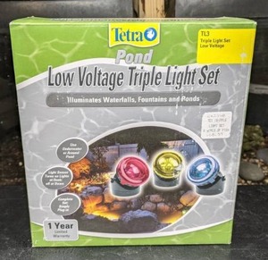lot 495 image: NEW Tetra Pond - Low Voltage Halogen Triple Pond Light Set