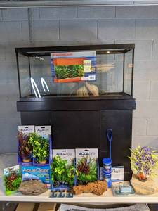 lot 977 image: NEW 30 Gallon Tank with Stand and Accessories (Plant Scapes, Air Diffusers, and more)
