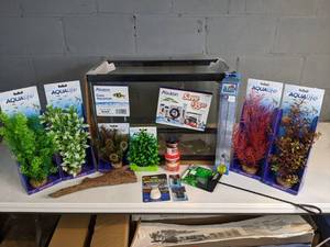 lot 969 image: NEW 20 Gallon Tank with Accessories (Plant Scapes, Air Diffusers, and more)
