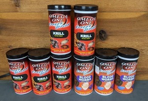 lot 548 image: NEW Set of (8) Omega One Freeze Dried Krill & Blood Worms