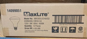 lot 1126 image: NEW Box of (12) Maxlite LED Reflector Flood Light Bulbs