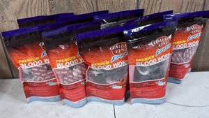 lot 1056 image: 9 NEW Bags Omega One Premium Frozen Blood Worms, 4 oz.Pkg.