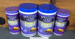 lot 681 image: New Set of (4) Omega One Cichlid Flakes in 2.2oz and 5.3oz