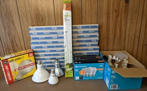 lot 1162 image: Array of Bulbs GE 60W, Zilla T8 Fluorescent Bulb, Ecomart 60W  65W, & Phillips TLDK 30W