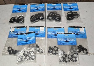 lot 1255 image: Assortment of Two Little Fishies Aquatic Micro Fittings Plastic Hose Clamps 38, 34, 1 (10 pkgs.6 in each pkg.)
