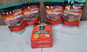 lot 1204 image: 4 NEW Bags Omega One Frozen Premium Brine Shrimp (4 oz.Pkg.) & 2 Pkgs. Whole Frozen Brine Shrimp (7 oz.Pkg.)