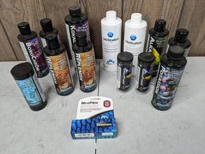 lot 1226 image: 14 Piece Lot of NEW Bottles of Aquarium Water Additives & Medication (Seachem, Brightwell Aquatics, Aquavitro)