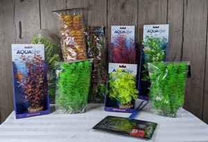 lot 1457 image: Large Assortment of Colorful Aquarium Decor Stones, Aqualife & Aquatop Faux Plants