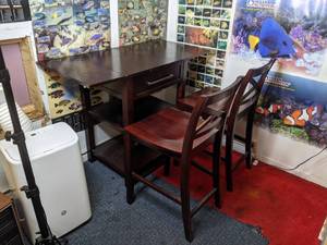 lot 1304 image: Small Wood DeskTable and Two Wood Chairs