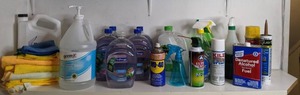 lot 1311 image: Assortment of Used Home Supplies & More GermX, Softsoap, WD-40, Kilz, Klean Strip, & More
