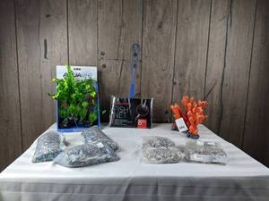 lot 1286 image: Assortment of New Aquarium Accessories (Plant Scapes, Gravel, and more)