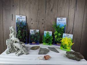 lot 1295 image: Assortment of (5) Plant Scapes and (6) Display Rocks