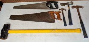 lot 1339 image: Tools Hammers, Saws, Axe, & Sledgehammer