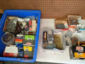 lot 1182 image: Assortment of Miscellaneous Hardware Multi-Purpose Nails, Multi-Purpose Screws and More