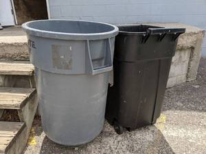 lot 1517 image: Pair of Large Garbage Cans with Casters
