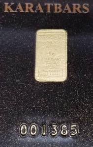 lot 01 image: 1 GRAM .999 FINE GOLD KARATBARS CREDITCARD SIZE GOLD