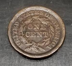 lot 07 image: 1853 US BRAIDED HAIR LARGE CENT