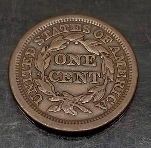 lot 21 image: 1851 US BRAIDED HAIR LARGE CENT