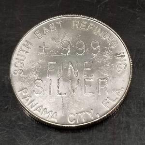 lot 41 image: 1 TROY OZ .999 FINE SILVER SE REFINERY PANAMA CITY