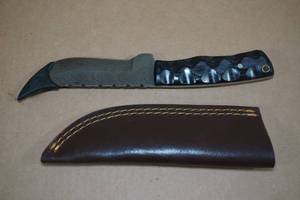 lot 254 image: NEW Handmade Damascus Style Blade Hunting Knife - Black Bone Wood Handle