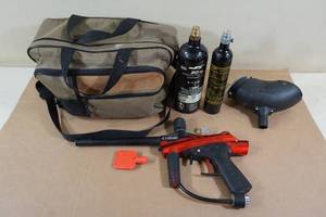 lot 65 image: Cybrid Paintball Marker with Tanks and Hopper