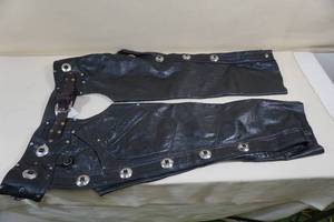 lot 207 image: Harley Davidson Enhanced Leather Riding Chaps with Silver Conchos - Large