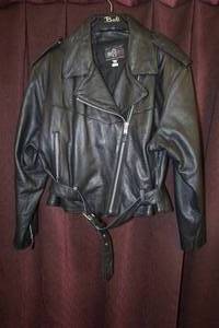 lot 209 image: M-B Black Leather Riding Jacket - Size 22