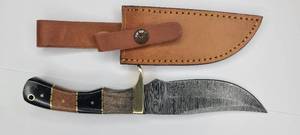 9.75 DAMASCUS WALNUT & HORN HUNTER FULL TANG