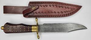 13.5 DAMASCUS BRASS PIN HANDLE BOWIE