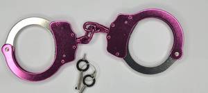 Double Lock Handcuffs Metal Construction - Pink
