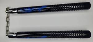 12 Black Finish Wood Nunchaku with Blue Dragon Graphics