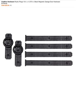 Cre8tive Hardware Rustic Rings 10 in. x 4.375 in. Black Magnetic Garage Door Hardware (6-Piece) & Mailbox Adapters. See Pictures