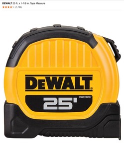 (2) DEWALT 25 ft. x 1-18 in. Tape Measure. See Pictures