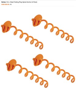Vortex 16 in. & 10 in. Steel Folding Ring Spiral Anchors. See Pictures