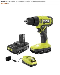 RYOBI ONE 18V Cordless 12 in. DrillDriver Kit with (2) 1.5 Ah Batteries and Charger. See Pictures