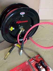 Avagard Rubber Air Hose Reel, Husky 13-Piece Air Tool Accessory Kit & 34 in. Bow Shackle in Black. See Pictures