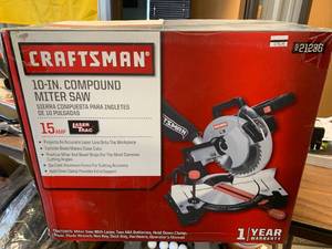 lot 12 image: New in Box Craftsman, 10 Inch Compound Laser Cut, Miter Saw
