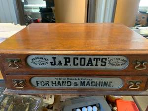 lot 36 image: J & P Coats Antique Two Drawer Spool Cabinet