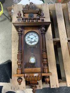 lot 46 image: 1800s Gustav Becker, Wall Clock Approx 35 Inch Long