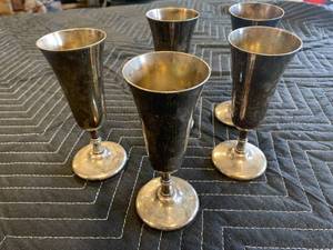 lot 66 image: Lot of Five Antique Nickel Silver Cups