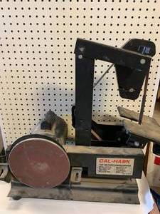 lot 75 image: 1X8 Cal Hawk Disc Sander Grinder with Extra Belt