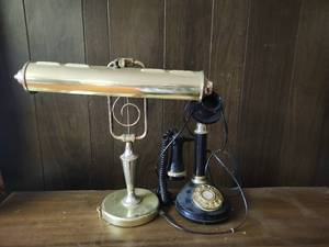 lot 54 image: Telephone & Piano Lamp