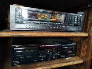 lot 144 image: JVC Double Cassette Deck, JVC Computer Controlled Stereo Receiver, & Panasonic VHS Player