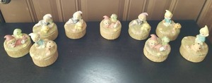 lot 176 image: Collection of Unglazed Ceramic Pixies Trinket Boxes with Mushrooms
