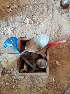 lot 362 image: Collection of Old Oil Funnels, Oil Cans & More