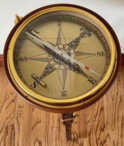 lot 27 image: Neat Nautical Brass Compass Table