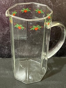 lot 65 image: Porsgrund Hearts and Pines Glassware Pitcher, Multiple Sided Serving Bowl and Platter