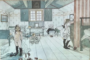 lot 212 image: Vintage Framed Carl Larson Print