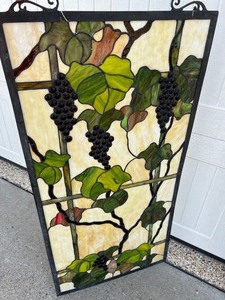 lot 112 image: Gorgeous Grape Motif Stained Glass